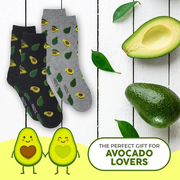 Avocado Healthy Fruit Guacamole Fun Novelty Crew Socks Foozys Women's 2 Pair - Picture 3 of 5